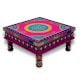 Handicraft Wooden Chourang Pooja Chowki in Purple and Pink